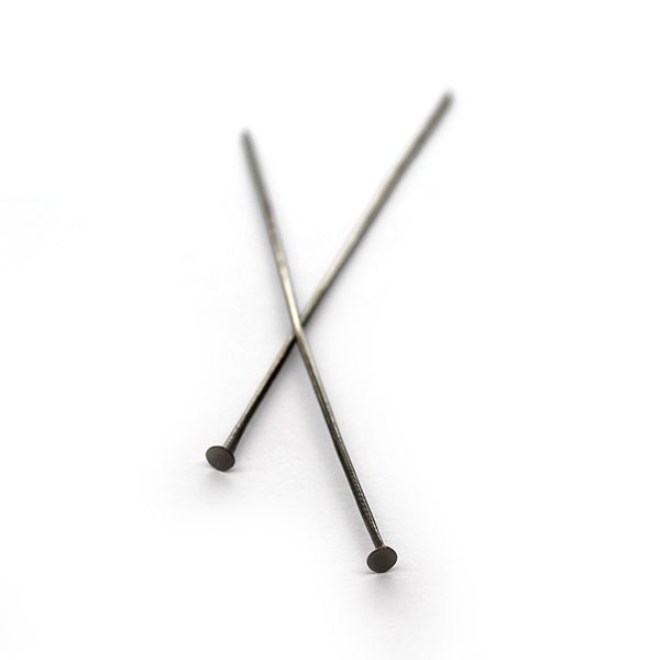 Flat Head Pins, Gunmetal, Alloy, 2.50 inch, 20 Gauge, Sold Per pkg of Approx 60