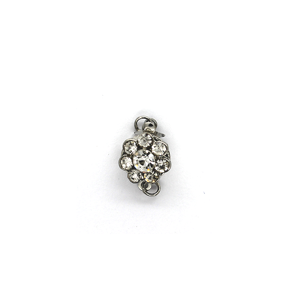 Clasp, Crystallized Flower Snap Clasp, Silver, Alloy, 14mm x 10mm, Sold Per pkg of 1 - Butterfly Beads