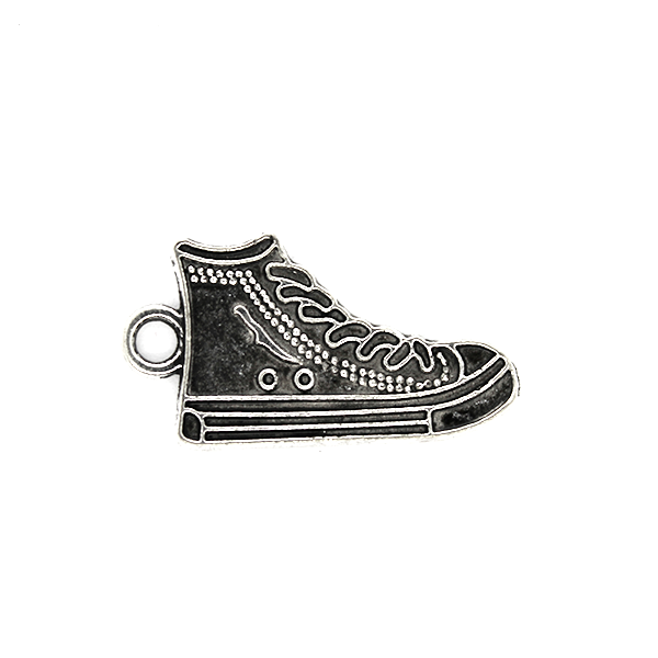Charms, Large Skater Shoe, Silver, Alloy, 29mm X 15mm, Sold Per pkg of 5