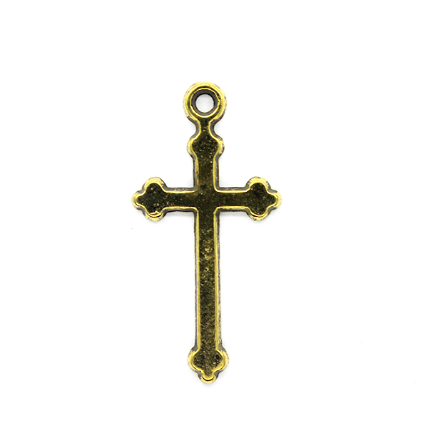 Pendant, Plain Bottoni Cross, Gold, Alloy, 29mm x 14mm,  Sold Per pkg 6