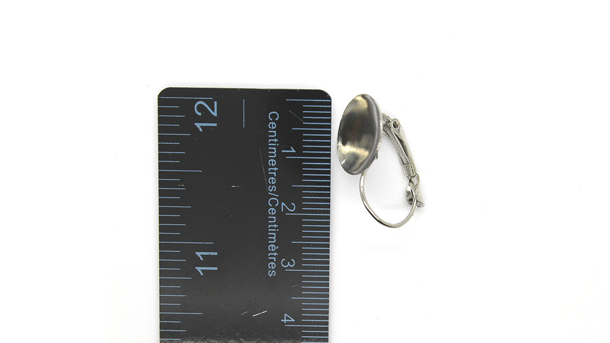 Earrings, Silver, Alloy, Stone and Clay Base Backing, 24mm x 14mm, Sold per pkg of 4