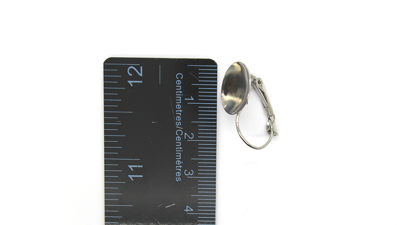 Earrings, Silver, Alloy, Stone and Clay Base Backing, 24mm x 14mm, Sold per pkg of 4