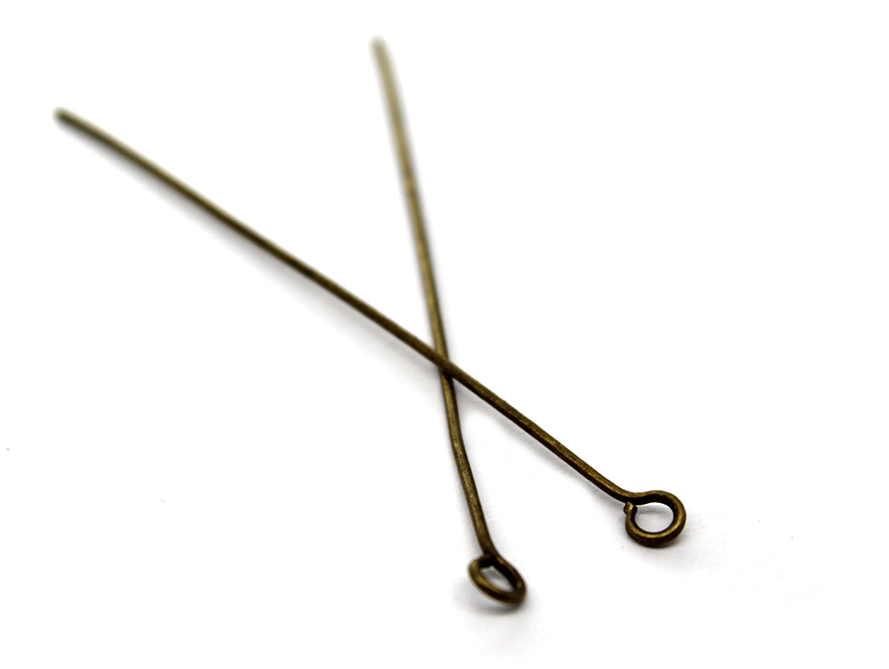 Eye Pins, Brass Alloy, 2.00 inch, 22 Gauge
