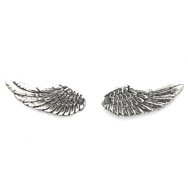 Charms, Wings , Silver, Zinc Alloy, 27mm X 10mm X 1.5mm, Sold Per pkg of 4
