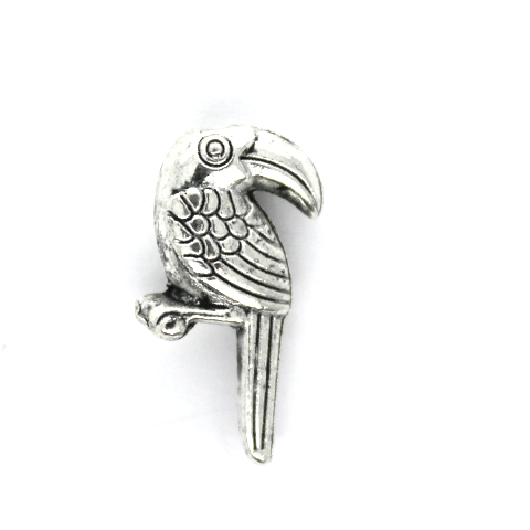 Charms, Sitting Parrot, Silver, Alloy, 20mm X 11mm, Sold Per pkg of 4