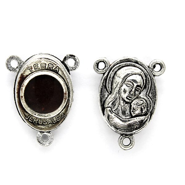 Charms, Rosary Centerpiece, Silver, Alloy, 19mm x 15mm, Sold Per pkg 2