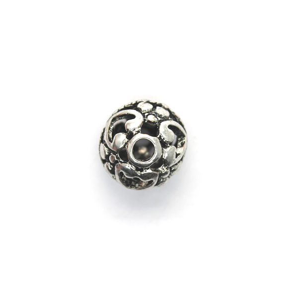 Spacers, Heart Ball Spacer, Alloy, Silver, 18mm X 16mm, Sold Per pkg of 1