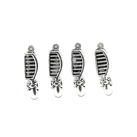 Charms, Ribboned Comb, Silver, Alloy, 27mm X 8mm, Sold Per pkg of 5