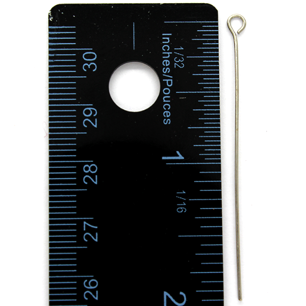 Eye Pins, Silver, Rhodium, 2.00 inch, 22 Gauge - 55+ Pcs/Bag