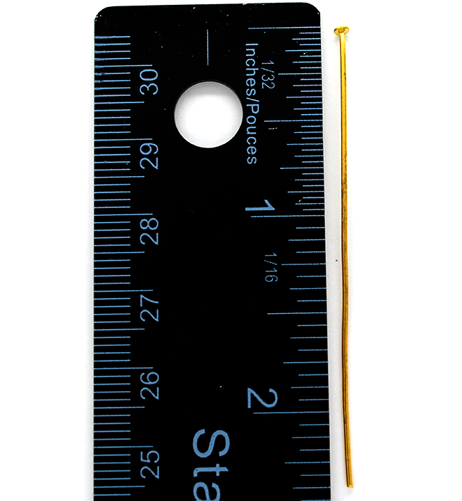 Flat Head Pins, Gold, Alloy, 2.37 inches, 19 Gauge, Sold Per pkg of Approx 60
