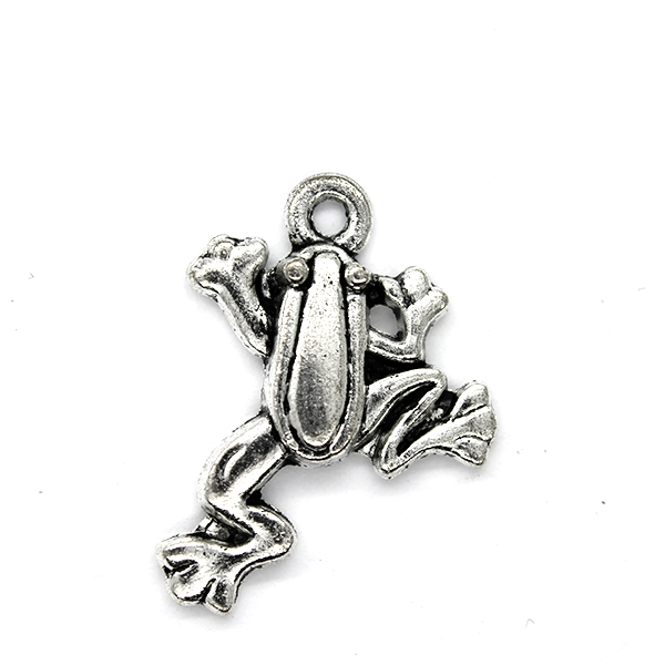 Charms, Webbed Frog, Silver, Alloy, 21mm x 17.5mm x 3.5mm, Sold Per pkg of 10
