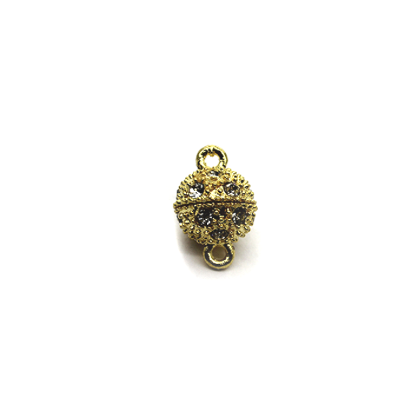 Clasp, Crystal Magnetic Ball Clasp, Gold, Alloy, 16mm x 10mm, Sold Per pkg of 1 - Butterfly Beads