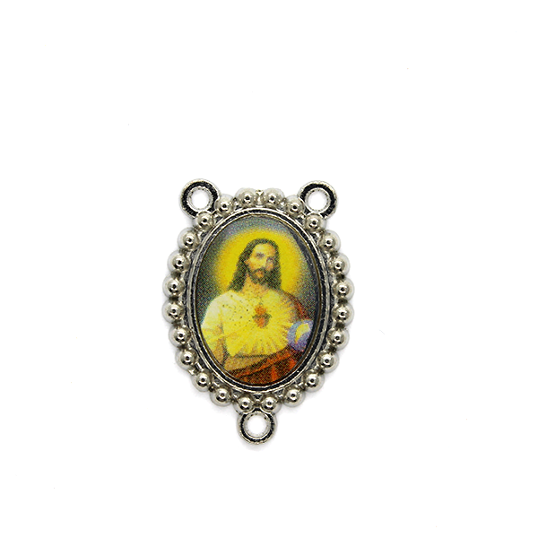 Charms, Rosary Centerpiece, Multi-Coloured, Alloy, 22mm x 16mm,  Sold Per pkg 4