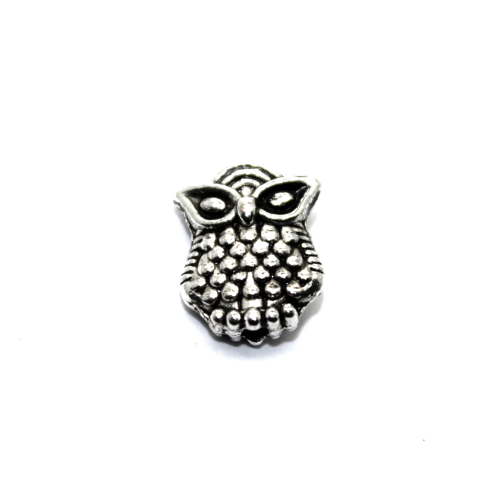 Spacers, Owl Bead Spacer, Alloy, Silver, 10mm X 8mm, Sold Per pkg of 10