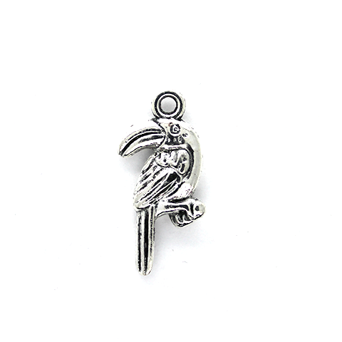 Charms, Toucan Bird, Silver, Alloy, 24mm X 12mm, Sold Per pkg of 4