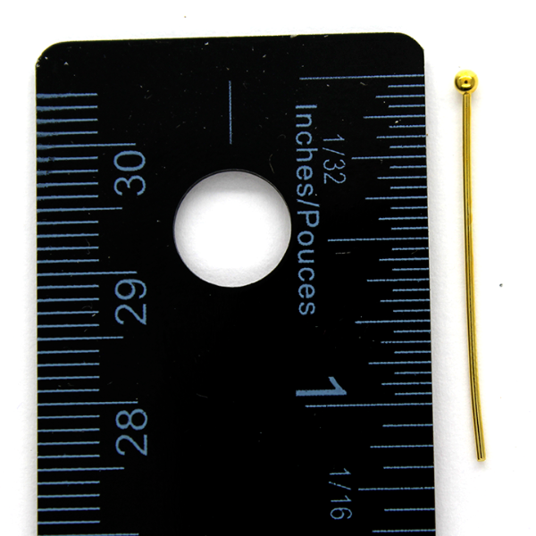 Ball Head Pins, Gold, Alloy, 1.15 inches, 24 Gauge, Sold Per pkg of Approx 120