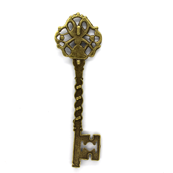 Pendants, Classic Twist Key, Brass, 67mm X 20mm, Sold Per pkg of 2