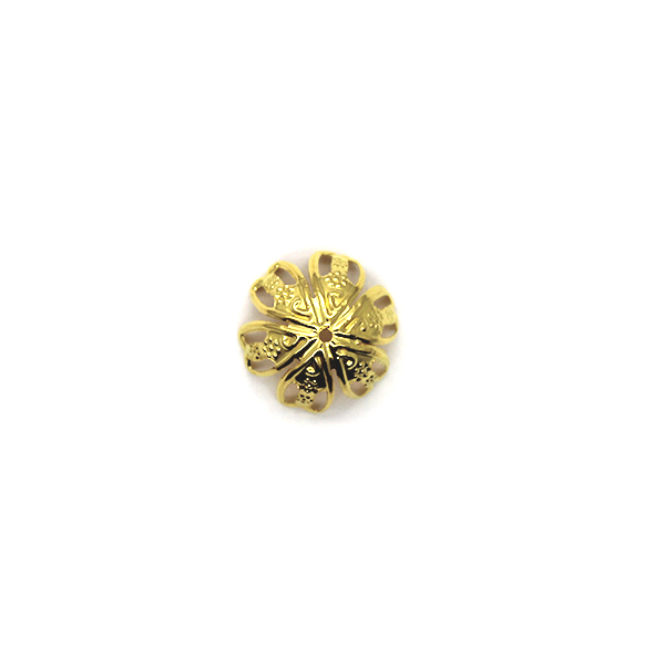 Bead Cap, Dome Flower, Alloy, Gold, 7mm x 16mm, Sold Per pkg of 16 - Butterfly Beads