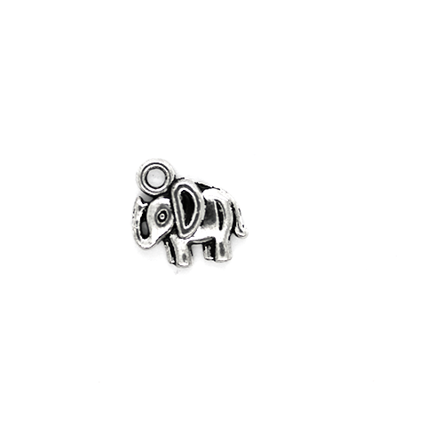 Charms, Up-Horned Elephant, Silver, Alloy, 12mm X 10mm, Sold Per pkg of 10