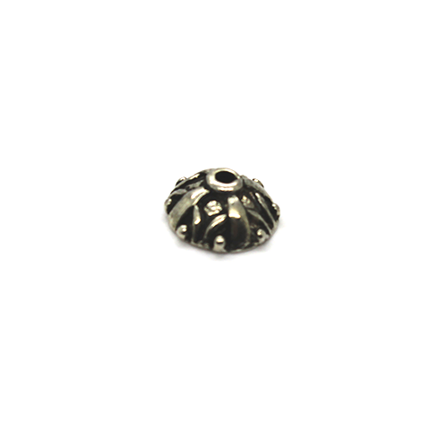 Bead Cap, Flat Dome Design, Alloy, Silver, 4mm x 10mm, Sold Per pkg of 12 - Butterfly Beads