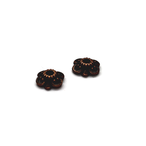 Bead Cap, Gear Head Flower, Alloy, Copper, 3mm x 9mm, Sold Per pkg of 10 - Butterfly Beads