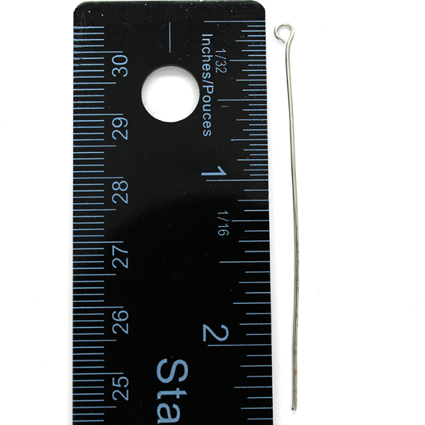 Eye Pins, Bright Silver, Alloy, 2.36 inch, 22 Gauge