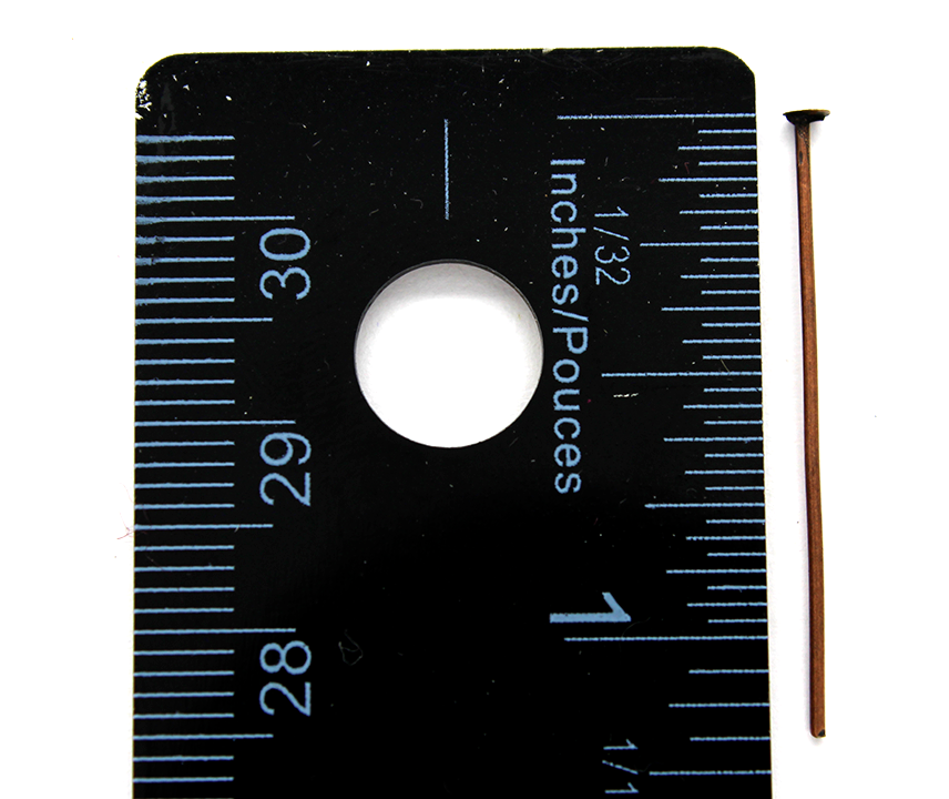 Flat Head Pins, Copper Alloy, 1.20inch, 21 Gauge