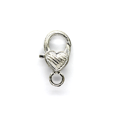 Clasp, Lobster Heart Clasp, Alloy (Nickle Free), Silver, 26mm x 13mm, Sold Per pkg of 1 - Butterfly Beads