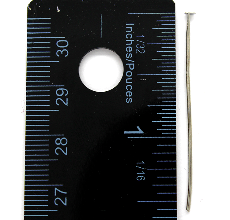 Flat Head Pins, Silver, Rhodium Alloy, 1.59 inch, 20 Gauge