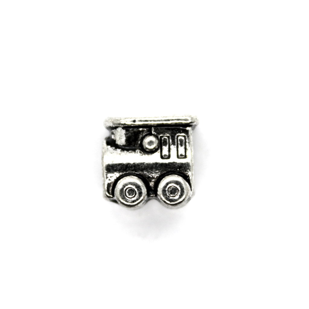 Spacers, Train Beaded Spacer, Alloy, Silver, 10mm X 10mm X 7mm, Sold Per pkg of 4
