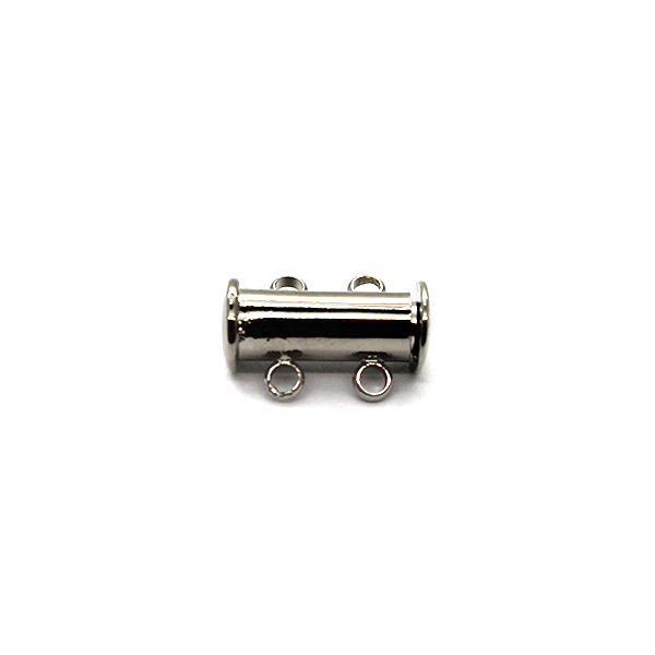 Clasp, Magnetic Slide Multi Strand Tube Clasp, 2 hole, Alloy, Silver, 15mm x 10mm,  Sold Per pkg of 1 - Butterfly Beads
