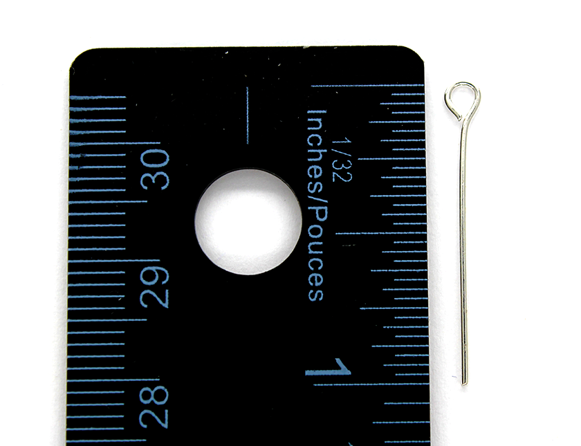 Eye Pins, Bright Silver, Alloy, 1.04 inches, 21 Gauge, Sold Per pkg of Approx 150