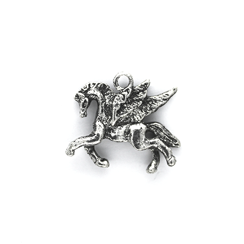 Charms, Galloping Pegasus, Silver, Alloy, 22mm x 19mm, Sold Per pkg 3