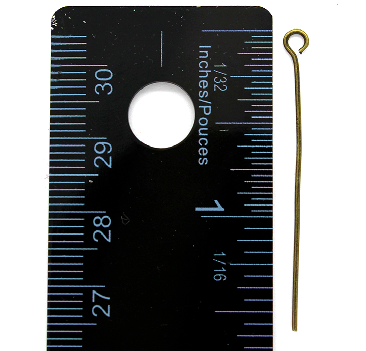 Eye Pins, Brass Alloy, 1.59 inch, 21 Gauge