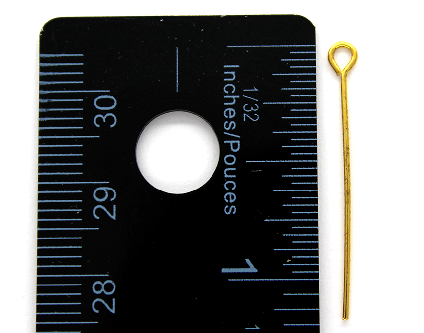 Eye Pins, Gold, Alloy, 1.13 inch, 21 Gauge