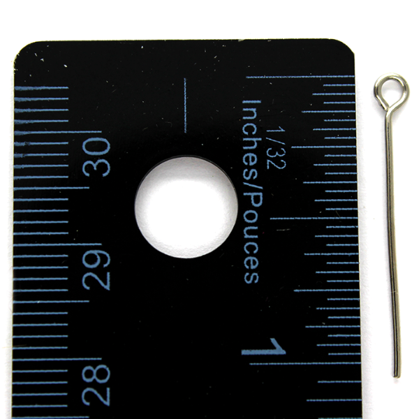 Eye Pins, Silver, Rhodium Alloy, 1.00 inch, 21 Gauge
