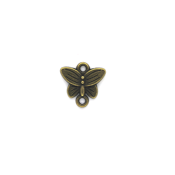 Charms, Dual Winged Butterfly, Bronze, Alloy, 14mm X 14mm, Sold Per pkg of 6