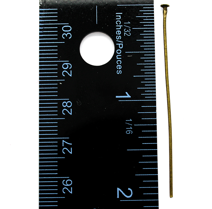 Flat Head Pins, Brass Alloy, 2.00 inch, 20 Gauge