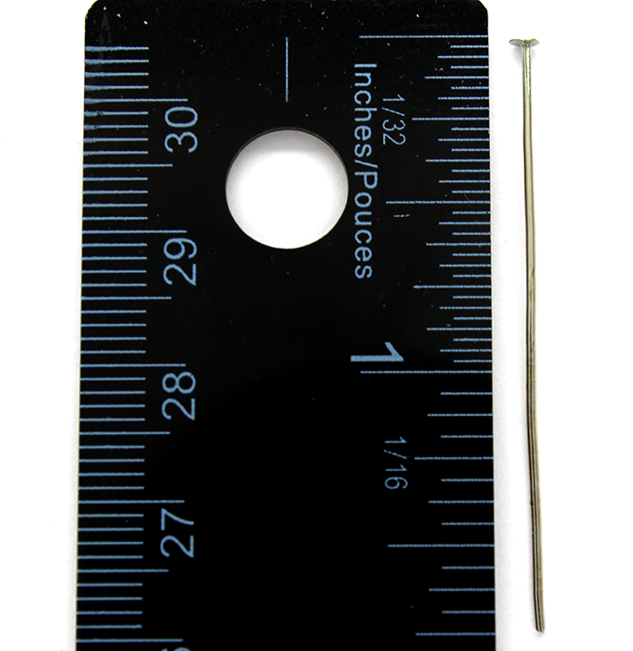 Flat Head Pins, Silver, Rhodium Alloy, 1.75inch, 20 Gauge, Sold Per pkg of 45 pcs