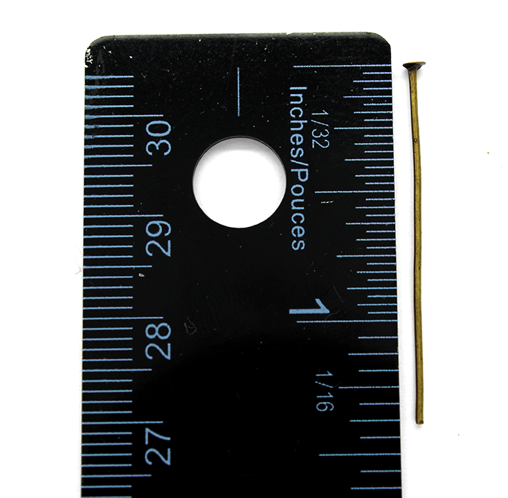 Flat Head Pins, Brass Alloy, 1.38 inch, 21 Gauge