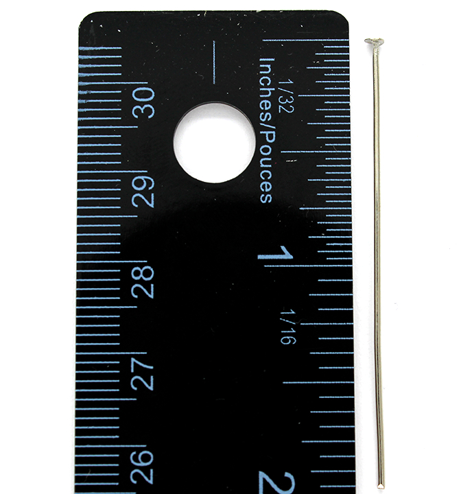 Flat Head Pins, Silver, Rhodium Alloy, 1.93 inch, 20 Gauge