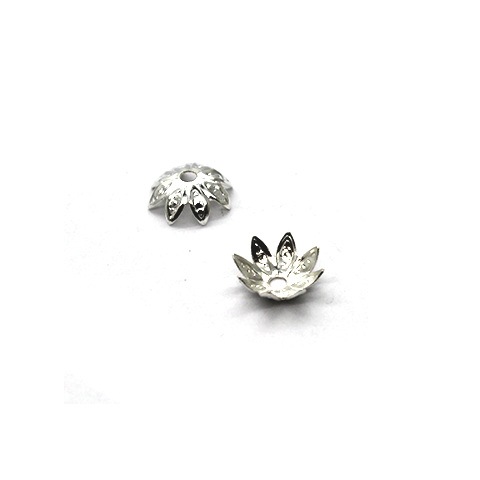 Bead Cap, Small Flower Head, Alloy, Silver, 7mm x 7mm x 3mm, Sold Per pkg of 30+ - Butterfly Beads