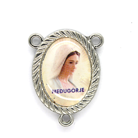 Charms, Rosary Centerpiece, Silver, Alloy, 20mm x 15mm, Sold Per pkg of 6