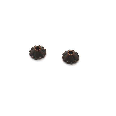 Bead Cap, Small Flower Head, Alloy, Copper, 3mm x 7mm, Sold Per pkg of 10 - Butterfly Beads
