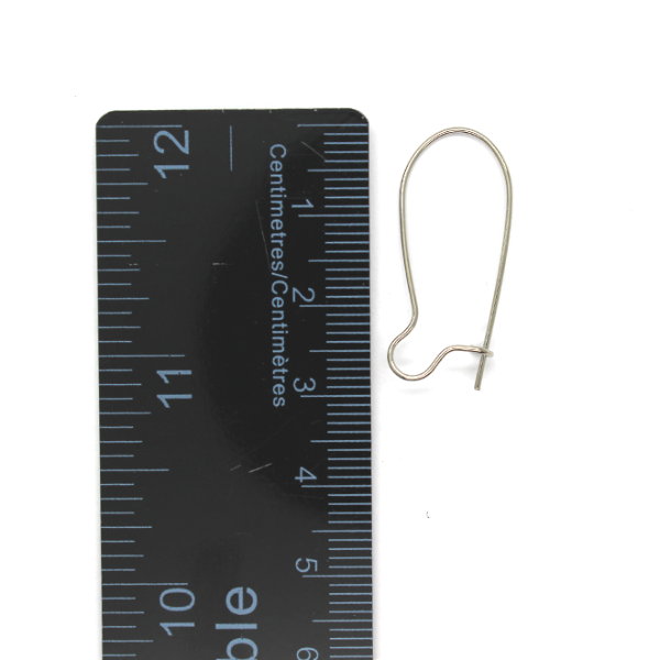 Earrings, Silver, Alloy, Kidney Earwire, 30mm x 13mm, sold per pkg of 10