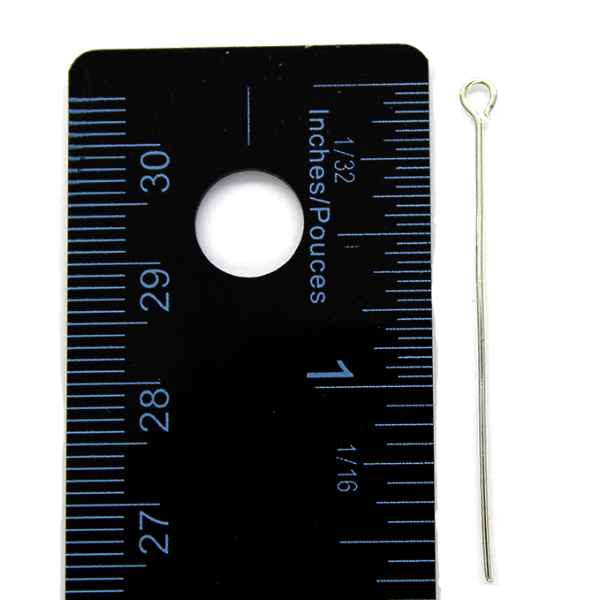 Eye Pins, Bright Silver, Alloy, 1.60 inches, 21 Gauge, Sold Per pkg of Approx 120