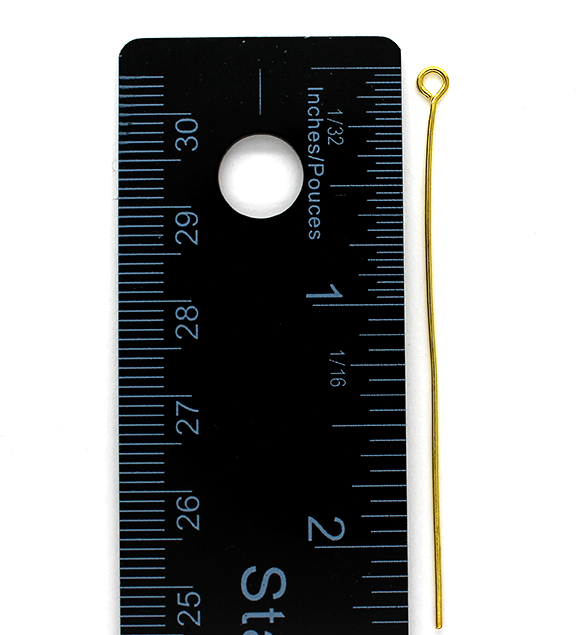Eye Pins, Gold, Alloy, 2.38 inch, 21 Gauge
