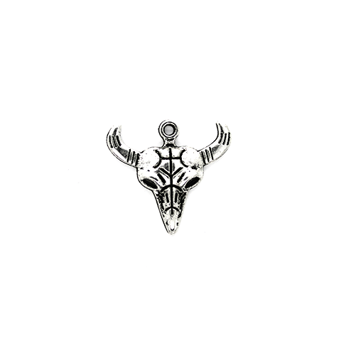 Charms, Ox Head, Silver, Alloy, 28mm X 26mm, Sold Per pkg of 3