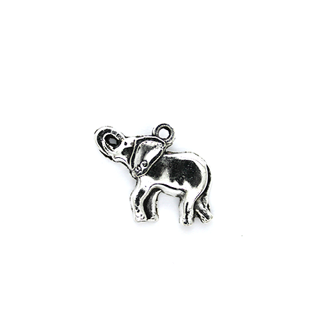 Charms, Big Ear Elephant, Silver, Alloy, 24mm X 20mm, Sold Per pkg of 4