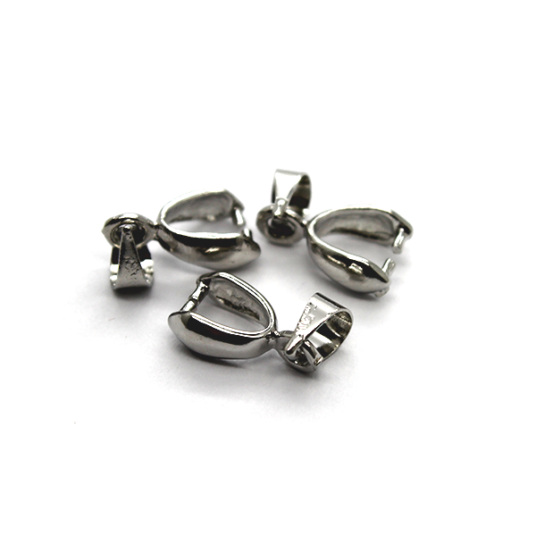 Bails, Pinch Bail, Silver, Alloy, 16mm x 6mm, Sold Per pkg of 4